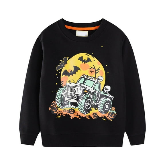 Tiijoy Boys Halloween Glow In The Dark Sweatshirt Graphic Cotton Pullover Top, Sizes 1-2