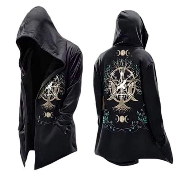 Tiijoy Boys Halloween Open Front Cape Coat Hooded Cardigan Long Jacket, Black, Sizes 13-14