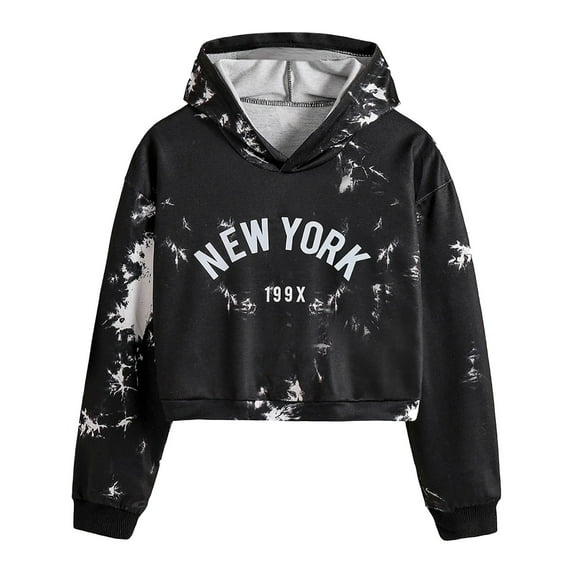 Tiijoy Boys Hoodie New York Letter Print Cropped Hooded Sweatshirt, Sizes 9-10