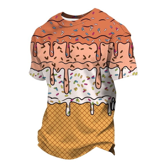 Tiijoy Boys Ice-Cream Print Short Sleeve T-Shirt Summer Casual Crewneck Tshirt, Sizes 2-12