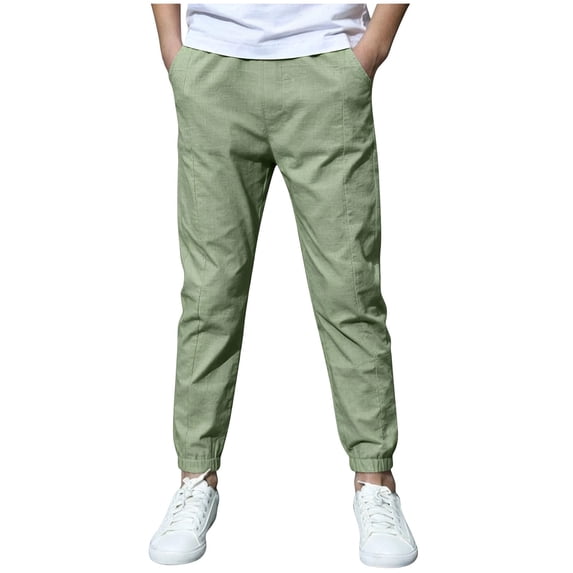 Tiijoy Boys Lightweight Jogger Pants Casual Active Relaxed Fit Pants, Green, Size 4-12