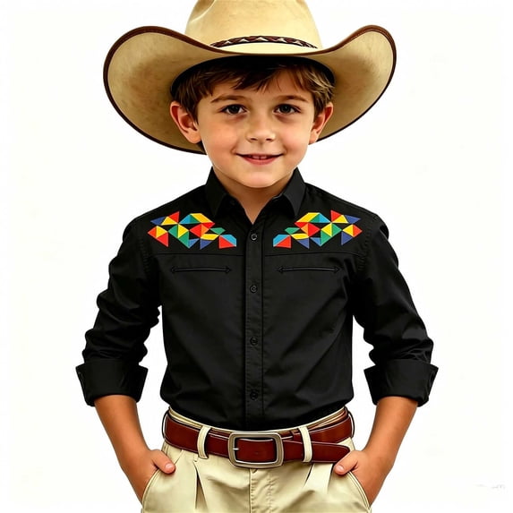 Tiijoy Boys Long Sleeve Button Up Shirt Casual Collared Western Shirts Tops, Sizes 4-13
