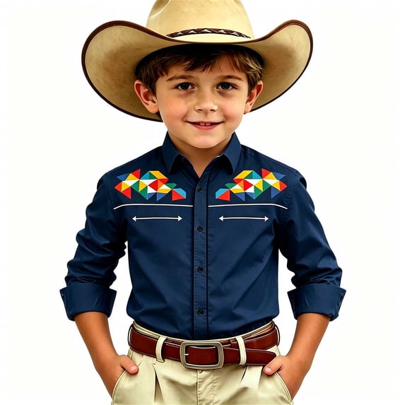 Tiijoy Boys Long Sleeve Button Up Shirt Casual Collared Western Shirts Tops, Sizes 4-13