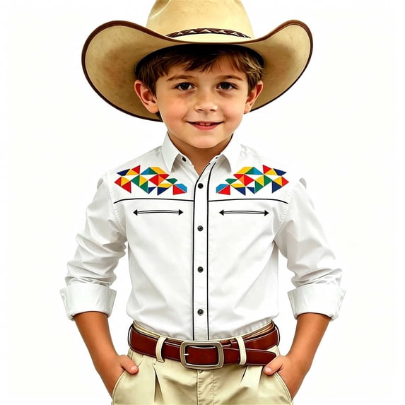Tiijoy Boys Long Sleeve Button Up Shirt Casual Collared Western Shirts Tops, Sizes 4-13