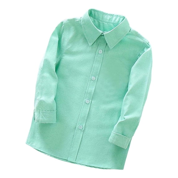 Tiijoy Boys Long Sleeve Button-Up Shirt Cotton Casual Solid Color Shirt Top, Sizes 13-14