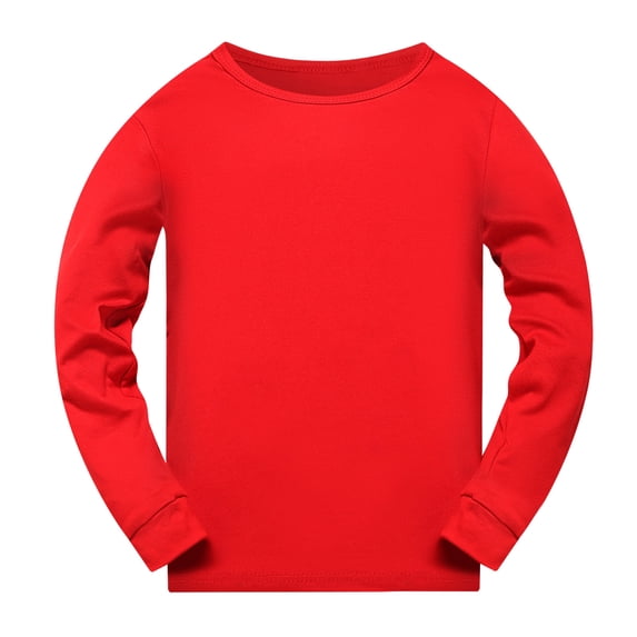 Tiijoy Boys Long Sleeve Pajama Top Solid Color Soft T-Shirt Basic Undershirt, Sizes 11-12