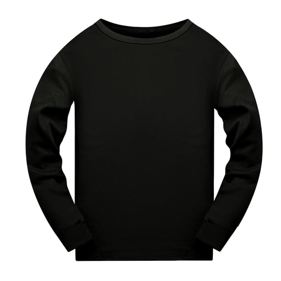 Tiijoy Boys Long Sleeve Pajama Top Solid Color Soft T-Shirt Basic Undershirt, Sizes 7-8