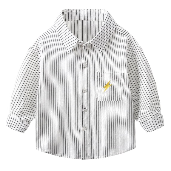 Tiijoy Boys Long Sleeve Striped Shirt Casual Breathable Soft Button Up Shirt, Sizes 3-4