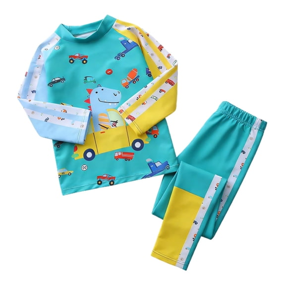 Tiijoy Boys Long Sleeve Swim Shirt and Pants UPF 50+ Rash Guard Swimsuit, Sizes 4-5