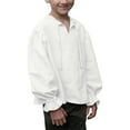 thumbnail image 1 of Tiijoy Boys Dress Shirt Retro Solid Color Long Puff Sleeve Blouse, Sizes 6-8, 1 of 8