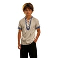 thumbnail image 1 of Tiijoy Boys Medieval Lace-Up Short Sleeve Shirt Dress Up Retro Shirt, Khaki, Sizes 5-6, 1 of 5
