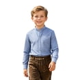 thumbnail image 1 of Tiijoy Boys Oktoberfest Gingham Shirt Button Down Long Sleeve Shirt, Blue, Sizes 2-14, 1 of 3