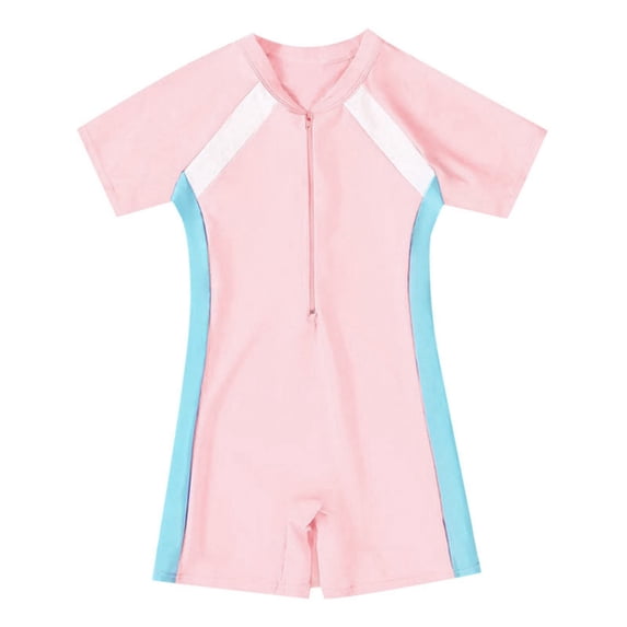 Tiijoy Boys One-Piece Swimsuit Short Sleeve Rash Guard Surfing Suit Bathing Suit Swimwear