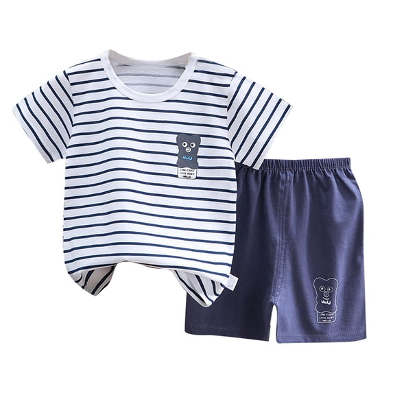 Tiijoy Boys Outfit Sets Cute Cartoon Print Short Sleeved T Shirt Shorts Summer 2Pcs Set