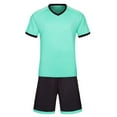thumbnail image 1 of Tiijoy Boys Outfit Sets Sports Tracksuit Solid Short Sleeve T Shirt and Mesh Shorts Soccer Football Clothes Set Child Casual Clothes Outfits, Sizes 5-6, 1 of 3