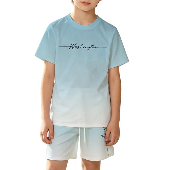Tiijoy Boys Outfits Gradient Short Sleeve T Shirt and Shorts Sets, Sizes 9-10
