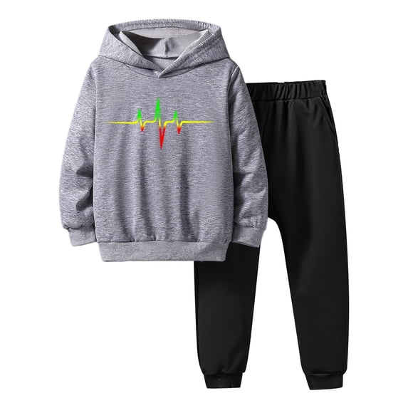 Tiijoy Boys Outfits Graphic Pullover Hoodie Sweatpants 2Pcs Set, Sizes 5-14