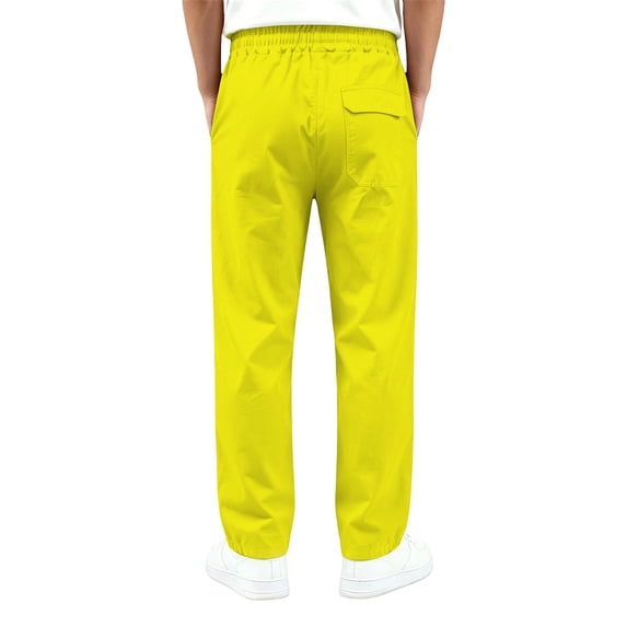 Tiijoy Boys Pants Casual Solid Elastic Waist Drawstring Straight Pants, Yellow, Size 5-16