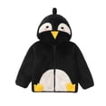 thumbnail image 1 of Tiijoy Boys Penguin Plush Coat Casual Zip Up Hooded Jacket Outerwear, Black, Sizes 12M-5T, 1 of 6