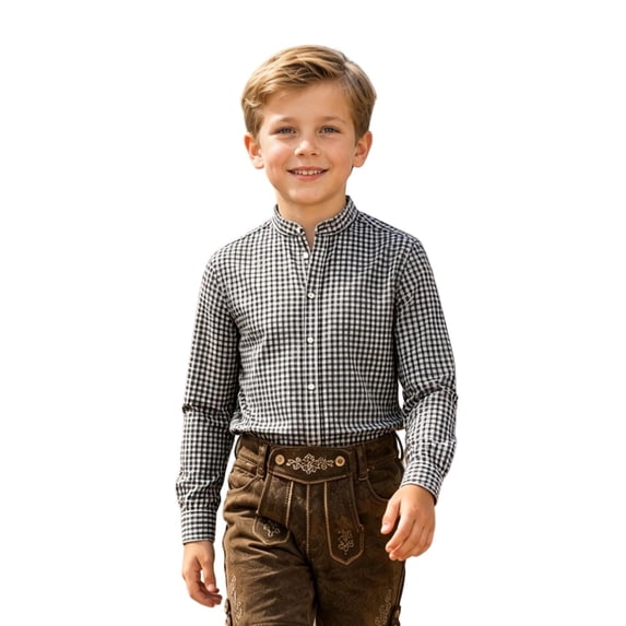 Tiijoy Boys Plaid Long Sleeve Shirt Casual Classic Button Down Shirt, Black, Sizes 2-14