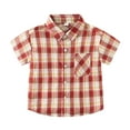 thumbnail image 1 of Tiijoy Boys Plaid Short Sleeve Button-Down Shirt Summer Casual Cotton Shirt, Sizes 18-24 Months, 1 of 3