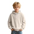 thumbnail image 1 of Tiijoy Boys Quarter Zip Hoodie Kids Casual Cozy Pullover Sweatshirt, Beige, Sizes 4-14, 1 of 3