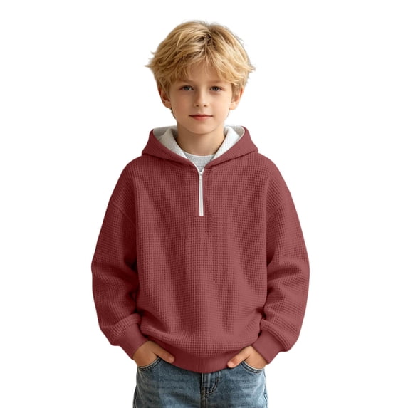 Tiijoy Boys Quarter Zip Hoodie Kids Casual Cozy Pullover Sweatshirt, Sizes 4-14