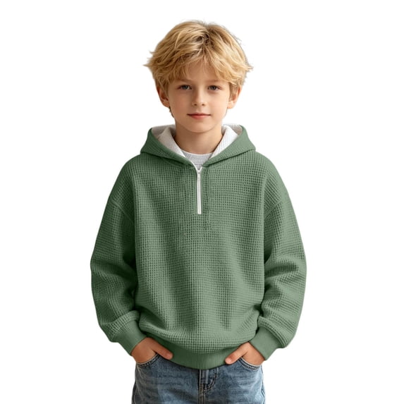 Tiijoy Boys Quarter Zip Hoodie Kids Casual Cozy Pullover Sweatshirt, Sizes 4-14