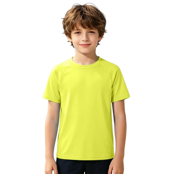 Tiijoy Boys Quick Drying Short Sleeve Rash Guard Top Beach UPF 50+ Swim Shirt, Sizes 3-12