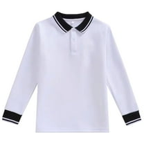 Tiijoy Boys School Uniform Long Sleeve Polo Shirt Toddler Versatile Basic Shirt, Sizes 3-4
