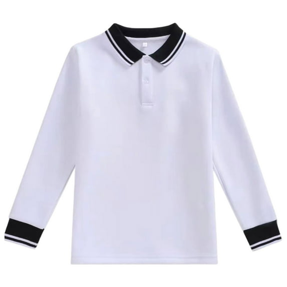 Tiijoy Boys School Uniform Long Sleeve Polo Shirt Toddler Versatile Basic Shirt, Sizes 4-5