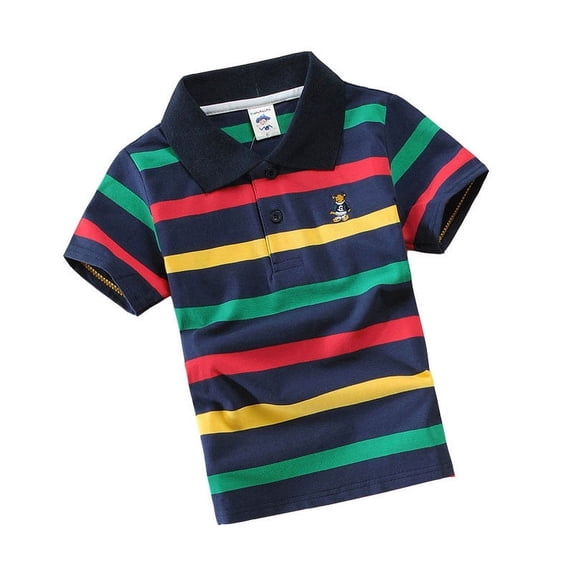 Tiijoy Boys School Uniform Short Sleeve Polo Shirt Kids Striped Casual Shirt, Sizes 12-13