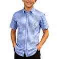 thumbnail image 1 of Tiijoy Boys Short Sleeve Button Up Shirt Plaid Collared Shirt Summer Kids Top, Sizes 3-14, 1 of 3