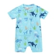 thumbnail image 1 of Tiijoy Boys Short Sleeve Cartoon Rash Guard 1 Piece Swimsuit Swimwear, Sizes 3M-3T, 1 of 6