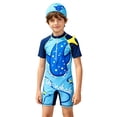 thumbnail image 1 of Tiijoy Boys’ Short Sleeve Half Zip Rash Guard One-Piece Swimsuit Swim Cap Bathing Suit, 1 of 8