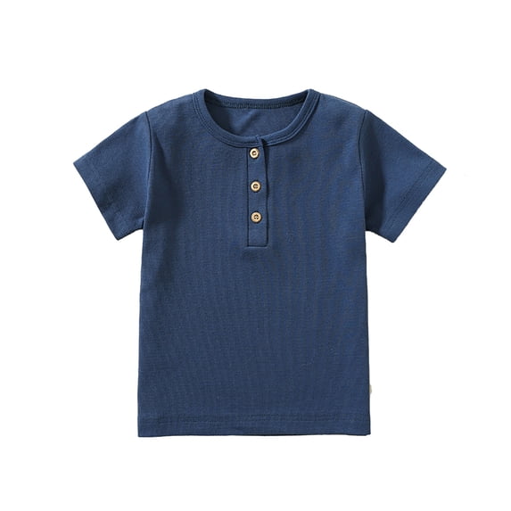 Tiijoy Boys Short Sleeve Henley T-Shirt Casual Summer Solid Knit T Shirt Top, Sizes 4-5