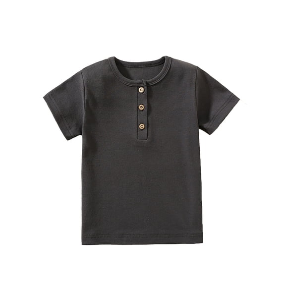 Tiijoy Boys Short Sleeve Henley T-Shirt Casual Summer Solid Knit T Shirt Top, Sizes 5-6