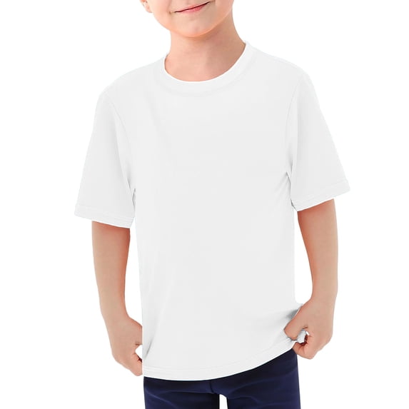 Tiijoy Boys Short Sleeve Rash Guard Summer Beach UPF50+ Solid Swim Shirt Top, Sizes 3-14