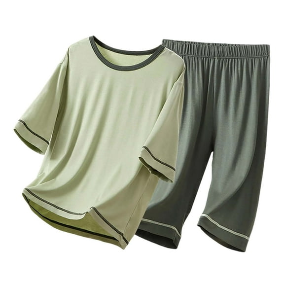 Tiijoy Boys Sleepwear Pajama Set Lightweight Short Sleeve Top Shorts Breathable Loungewear