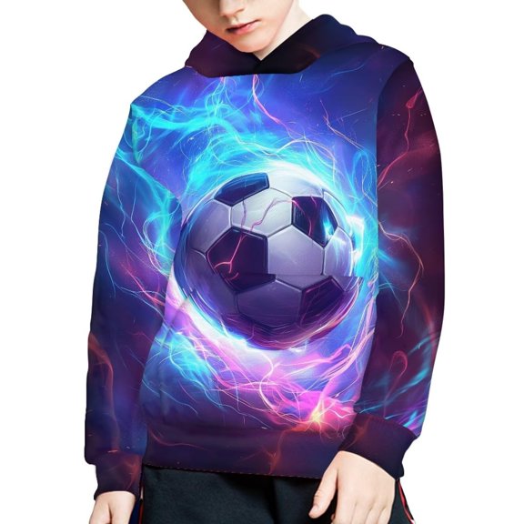 Tiijoy Boys Soccer Graphic Hoodie Casual Athletic Pullover Sweatshirt, Blue, Sizes 3-13