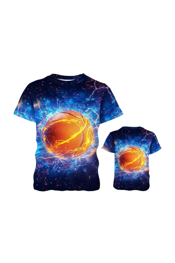 Boys Sports Tee Basketball Print Short Sleeve Graphic T-Shirt, Sizes 7-10
