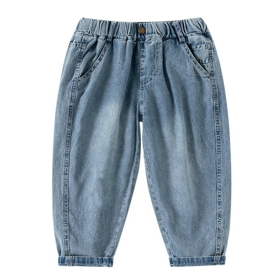 Tiijoy Boys Stretch Elastic Waist Jeans Casual Baggy Denim Pants for Toddler, Sizes 3-4