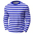 thumbnail image 1 of Tiijoy Boys Striped Long Sleeve T-Shirt Unisex Casual Crewneck T Shirt Kids Top, Blue, 1 of 2