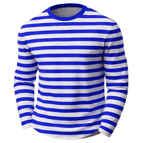 Tiijoy Boys Striped Long Sleeve T-Shirt Unisex Casual Crewneck T Shirt Kids Top, Blue