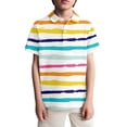 thumbnail image 1 of Tiijoy Boys Striped Short Sleeve Polo Shirt with Chest Pocket Casual Daily Shirt, Sizes 3-14, 1 of 3