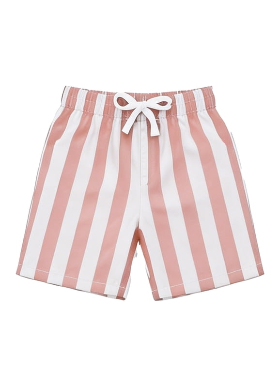 Boys Striped Swim Trunks Ith Compression Liner Swimwear Bathing Suit, Sizes 2-14