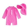 thumbnail image 1 of Tiijoy Boys Striped Zipper Long Sleeve Rashguard 1-Piece Swimsuit & Hat, Sizes 0-24 Months, 1 of 8