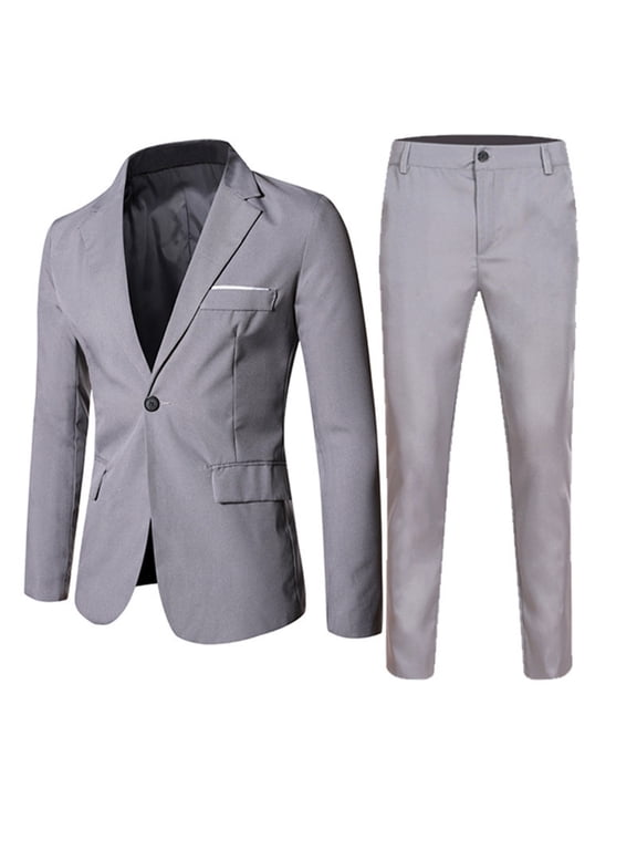 Boys Suit Formal Wedding Party Slim Fit Blazer Pants Outfits, Grey, Sizes 10-18