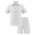 thumbnail image 1 of Tiijoy Boys Summer Casual Outfits Solid Color Short Sleeve Button-Down Shirt & Shorts Set, 1 of 3