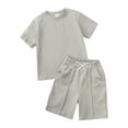 thumbnail image 1 of Tiijoy Boys Summer Outfits Cotton Solid Short Sleeve T Shirt and Shorts Set Fashion Kids Clothes, Sizes 7-8, 1 of 8